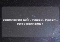 皮到极致的聊天套路,有木有～把裤衩笑掉～把手机笑飞～把舌头笑到抽筋的幽默段子