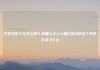 失恋后的个性签名霸气,有哪些让人心痛伤感的微信个性签名说说大全