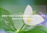 爱情的个性签名大全,谁能帮我把我爱毛毛几个字作为开头做成诗句关于浪漫爱情的句子