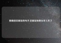 想挽回女朋友的句子,女朋友和我分手三天了