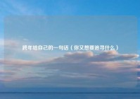 跨年给自己的一句话（你又想要追寻什么）