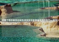 好看个性恋爱签名短句,说说你手机里最常用的五个app是什么