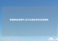 我要跟俊俊聊天,没文化闹出的笑话有哪些