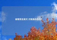 爱情宣言英文,才算真心告白？