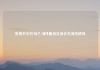 男男开车的句子,同性情爱交流会充满热情吗