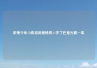 脱单少年小说结局是啥啊,27岁了还是光棍一条