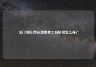 玉门市民政局,想查查工商信息怎么弄？