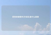 悲伤的爱情句子说说,是什么意思