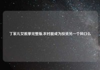 丁家儿女脱单完整版,农村能成为投资另一个风口么