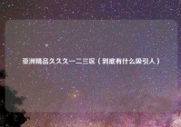 亚洲精品久久久一二三区（到底有什么吸引人）