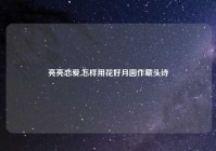 亮亮恋爱,怎样用花好月圆作藏头诗