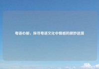 粤语心郁，探寻粤语文化中情感的微妙涟漪