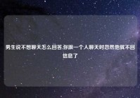 男生说不想聊天怎么回答,你跟一个人聊天时忽然他就不回信息了