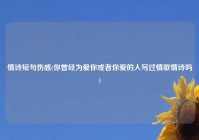 情诗短句伤感(你曾经为爱你或者你爱的人写过情歌情诗吗)