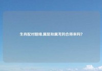 生肖配对姻缘,属鼠和属龙的合得来吗？