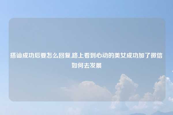 搭讪成功后要怎么回复,路上看到心动的美女成功加了微信如何去发展