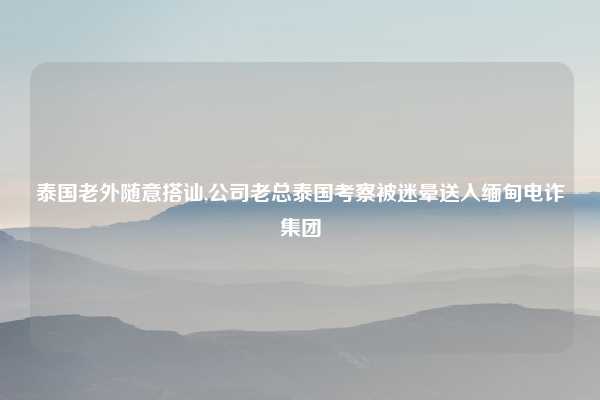 泰国老外随意搭讪,公司老总泰国考察被迷晕送入缅甸电诈集团