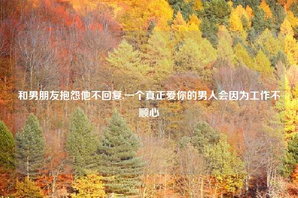 和男朋友抱怨他不回复,一个真正爱你的男人会因为工作不顺心