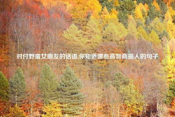对付野蛮女朋友的话语,你知道哪些高智商损人的句子
