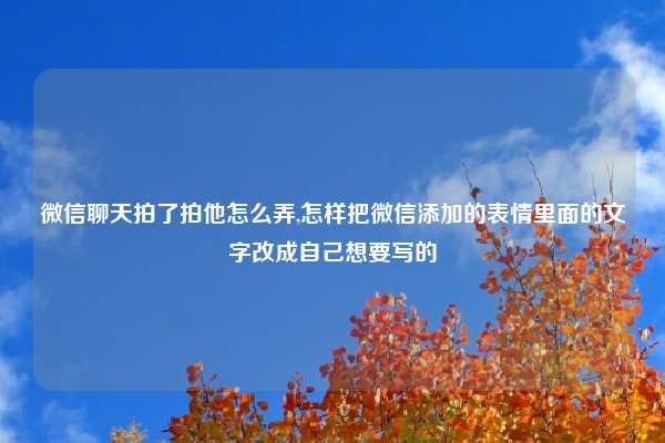 微信聊天拍了拍他怎么弄,怎样把微信添加的表情里面的文字改成自己想要写的
