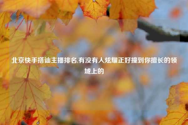 北京快手搭讪主播排名,有没有人炫耀正好撞到你擅长的领域上的