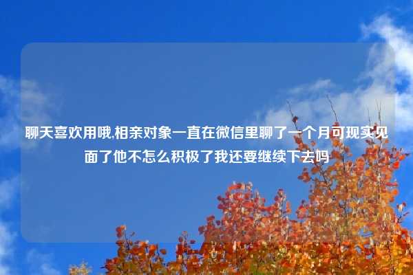 聊天喜欢用哦,相亲对象一直在微信里聊了一个月可现实见面了他不怎么积极了我还要继续下去吗