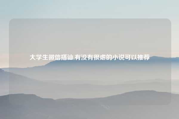 大学生微信搭讪,有没有很虐的小说可以推荐