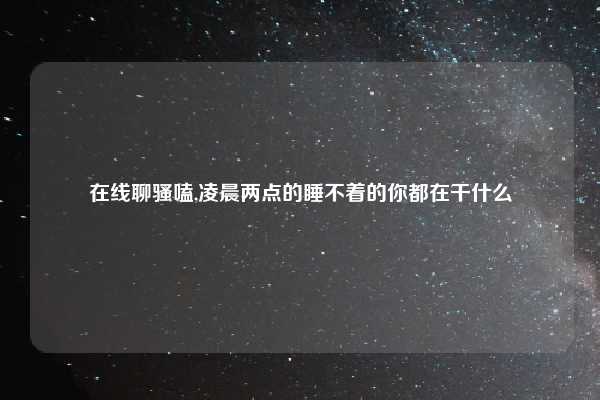 在线聊骚嗑,凌晨两点的睡不着的你都在干什么