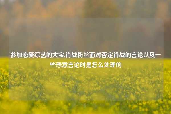 参加恋爱综艺的大宝,肖战粉丝面对否定肖战的言论以及一些恶意言论时是怎么处理的