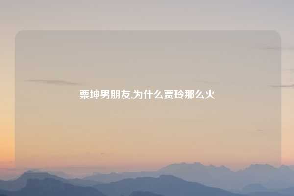 栗坤男朋友,为什么贾玲那么火