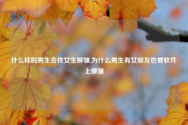 什么样的男生会找女生聊骚,为什么男生有女朋友也要软件上撩骚
