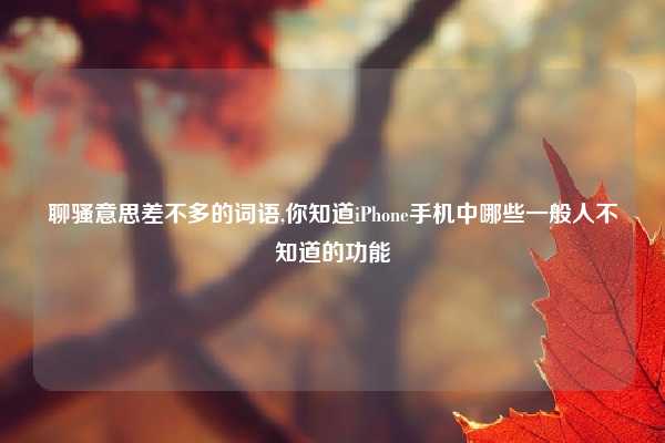 聊骚意思差不多的词语,你知道iPhone手机中哪些一般人不知道的功能