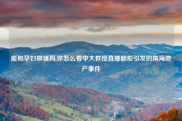 能和孕妇聊骚吗,你怎么看中大教授直播翻船引发的南海地产事件