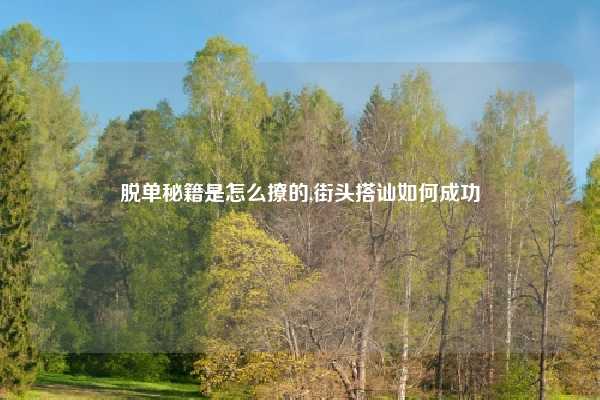 脱单秘籍是怎么撩的,街头搭讪如何成功