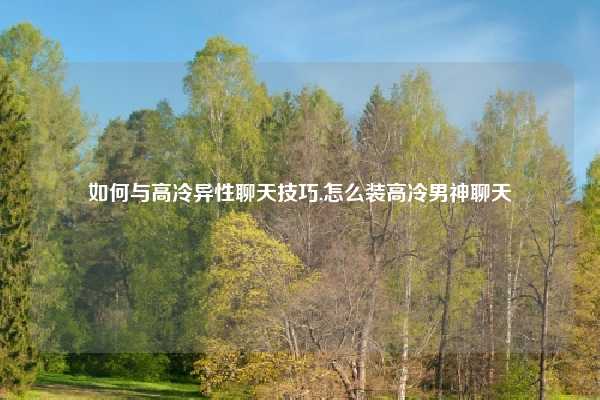 如何与高冷异性聊天技巧,怎么装高冷男神聊天