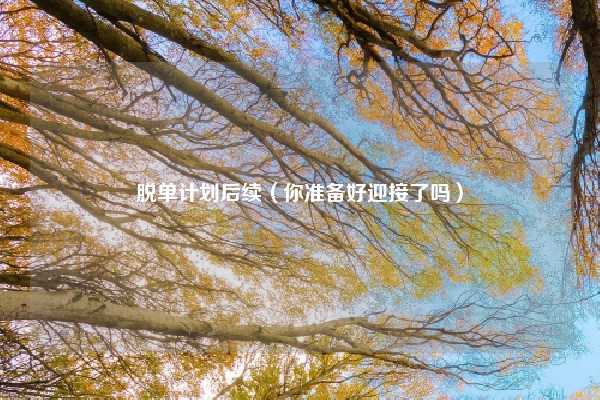 脱单计划后续(你准备好迎接了吗)