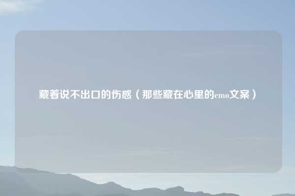 藏着说不出口的伤感（那些藏在心里的emo文案）