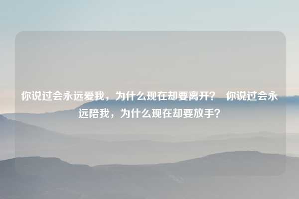 你说过会永远爱我,为什么现在却要离开? 你说过会永远陪我,为什么现在却要放手?