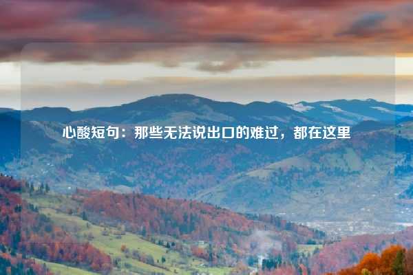 心酸短句：那些无法说出口的难过，都在这里