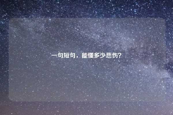 一句短句，能懂多少悲伤？