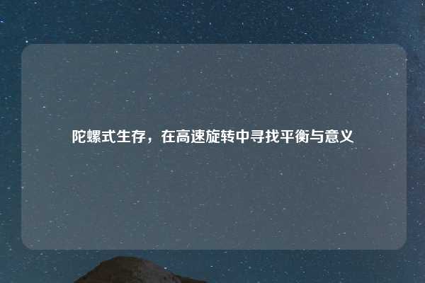 陀螺式生存，在高速旋转中寻找平衡与意义