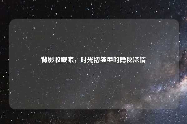 背影收藏家，时光褶皱里的隐秘深情