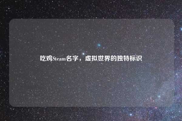 吃鸡Steam名字，虚拟世界的独特标识