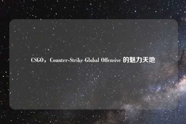 CSGO，Counter-Strike Global Offensive 的魅力天地