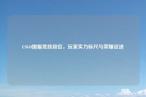 CSGO国服竞技段位,玩家实力标尺与荣耀征途