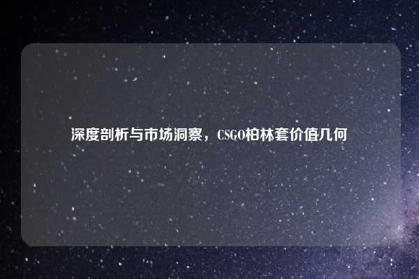深度剖析与市场洞察，CSGO柏林套价值几何