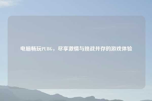 电脑畅玩PUBG,尽享激情与挑战并存的游戏体验