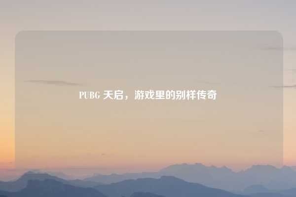 PUBG 天启，游戏里的别样传奇