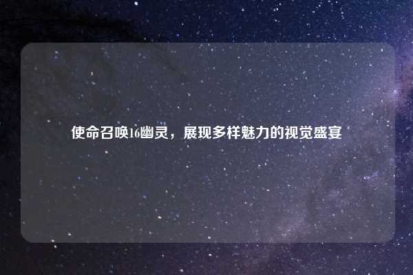 使命召唤16幽灵,展现多样魅力的视觉盛宴