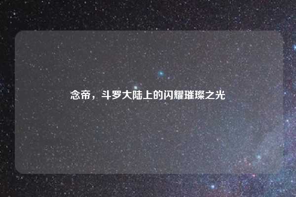 念帝，斗罗大陆上的闪耀璀璨之光